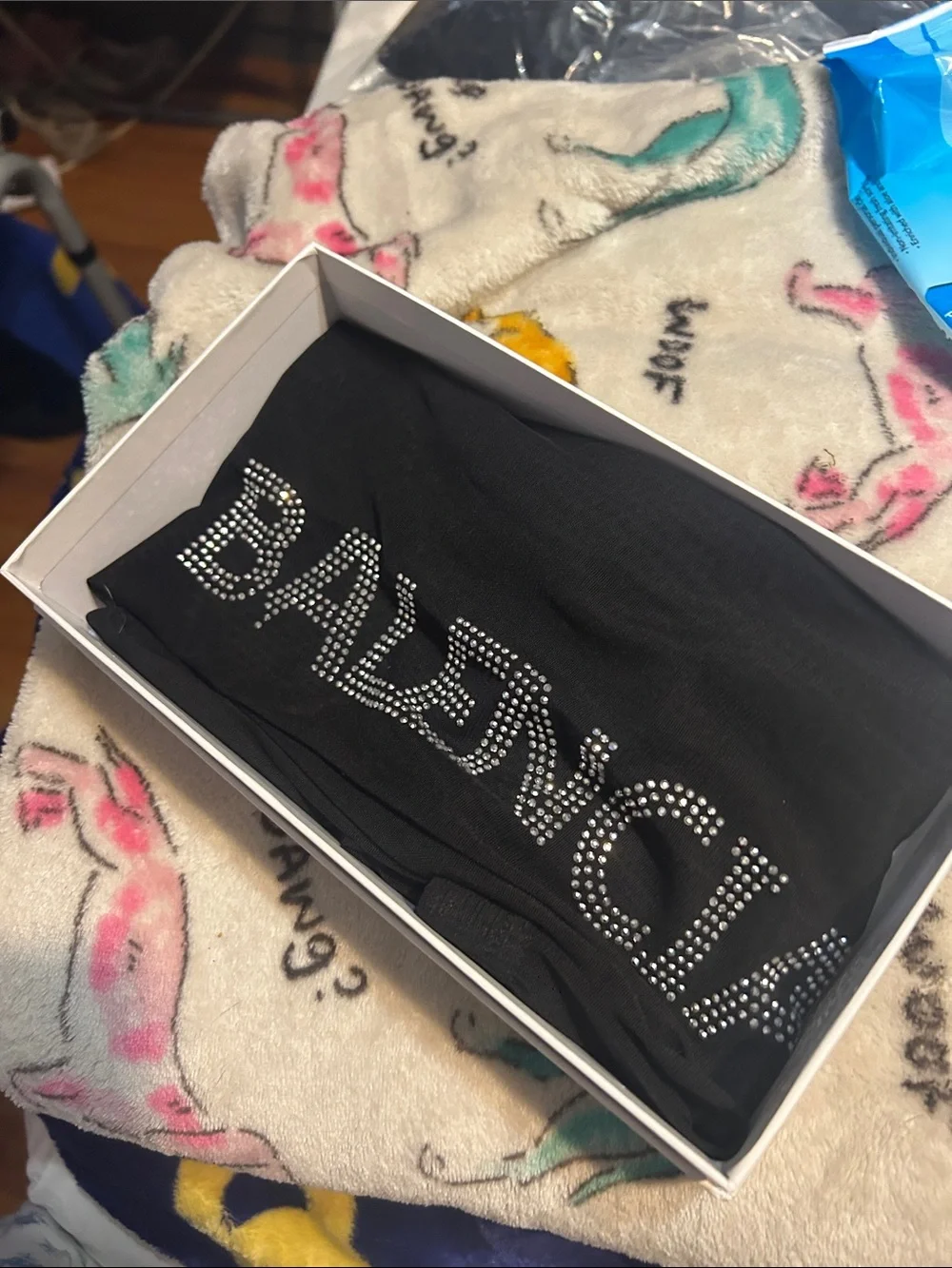 Balenciaga Black Rhinestone Logo Leggings